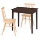 NÄSINGE / HÖGVED Table and 2 chairs, dark brown stained beech veneer/birch veneer, 80x60 cm