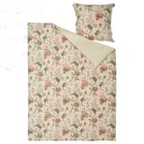 NÄSSELKLOCKA bedding set, floral & solid grey-beige, cotton/viscose, rectangular with zipper design.