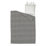 Black and white striped kids bedding, zebra-like design, soft cotton blend, includes pillowcase.