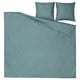 Pine green striped bedding set in sateen, featuring duvet cover & pillowcases; elegant, soft, lustrous.