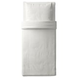 White NATTJASMIN duvet set featuring striped sateen design with cotton and lyocell blend.