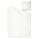 A white NATTJASMIN duvet cover set with subtle stripes, made of cotton and lyocell, featuring a zip and buttons.