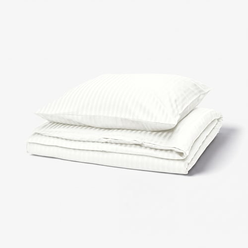 NATTJASMIN white bedding set, striped sateen. 60% cotton, 40% lyocell, soft & lustrous.
