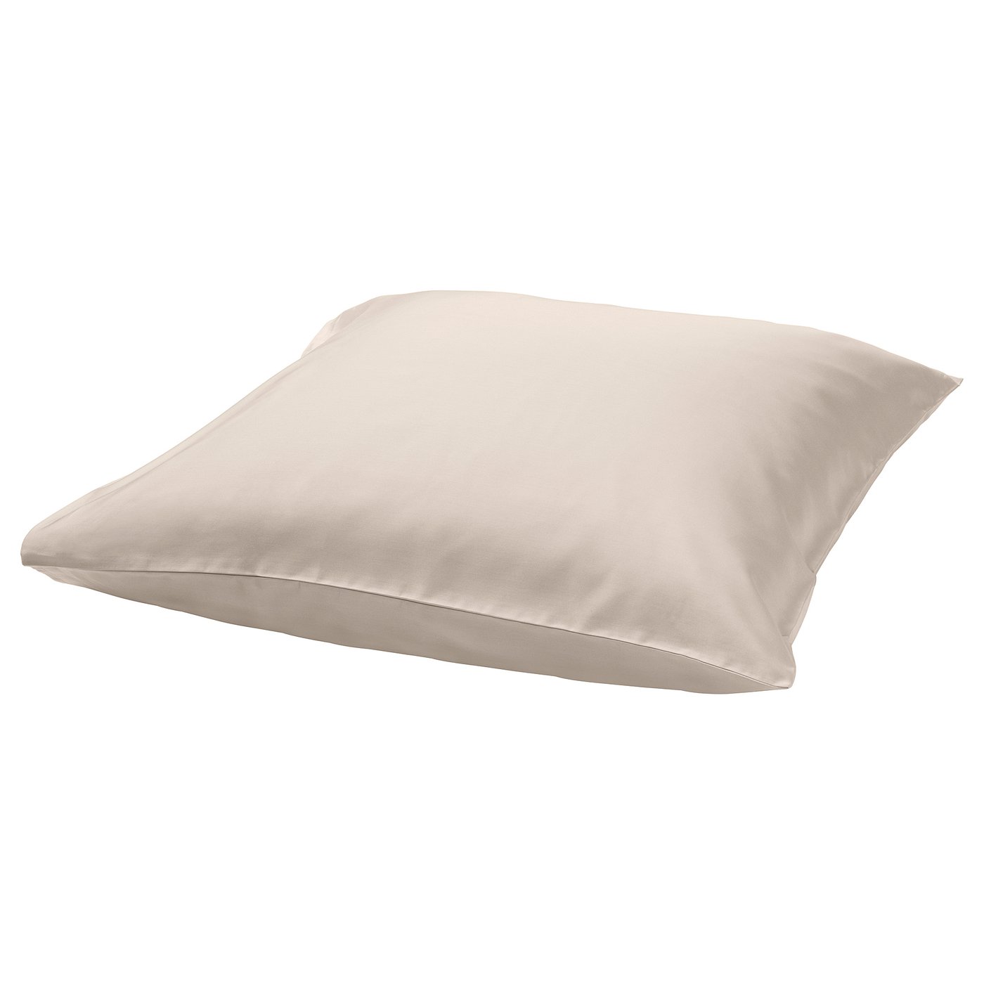 A beige, square-shaped pillowcase made of soft cotton and lyocell with a smooth design.