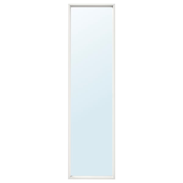 NISSEDAL mirror, sleek light frame, hangs vertical or horizontal, safe bathroom glass.
