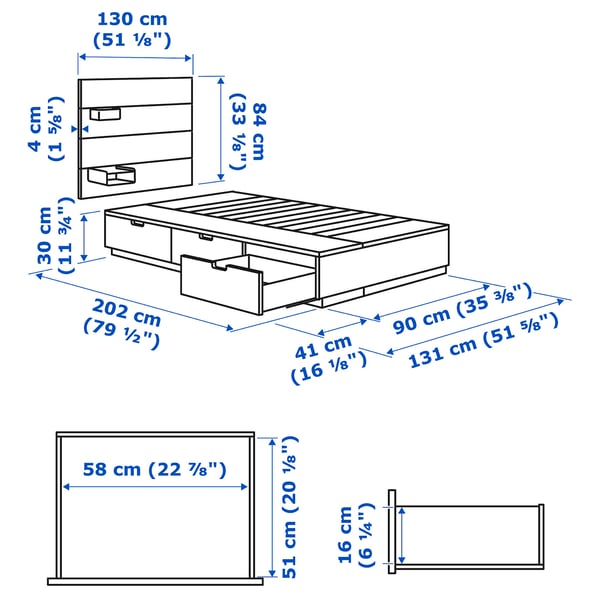 Illustration with measurements for the product: NORDLI.
