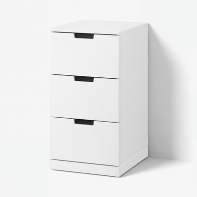 NORDLI Chest of 3 drawers, white, 40x76 cm