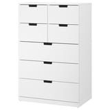 White NORDLI chest with six drawers, clean modern design.