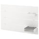 NORDLI white headboard with shelf and grey storage box.
