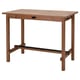 Option: NORDVIKEN light brown wooden bar table, rectangular shape, single drawer with metal handle, sturdy wooden legs.
