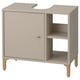 A beige NORSÄLVEN bathroom cabinet with a door and open shelves, made of particle board, featuring clean lines and wooden legs.