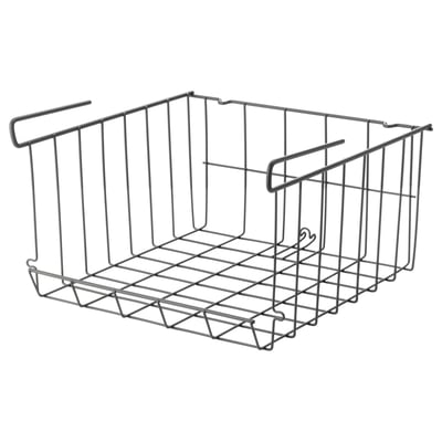 OBSERVATÖR wire basket, gray, square, with handles, hanging storage.