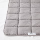 Light gray weighted blanket with box-stitch, branded ODONVIDE, on white surface.