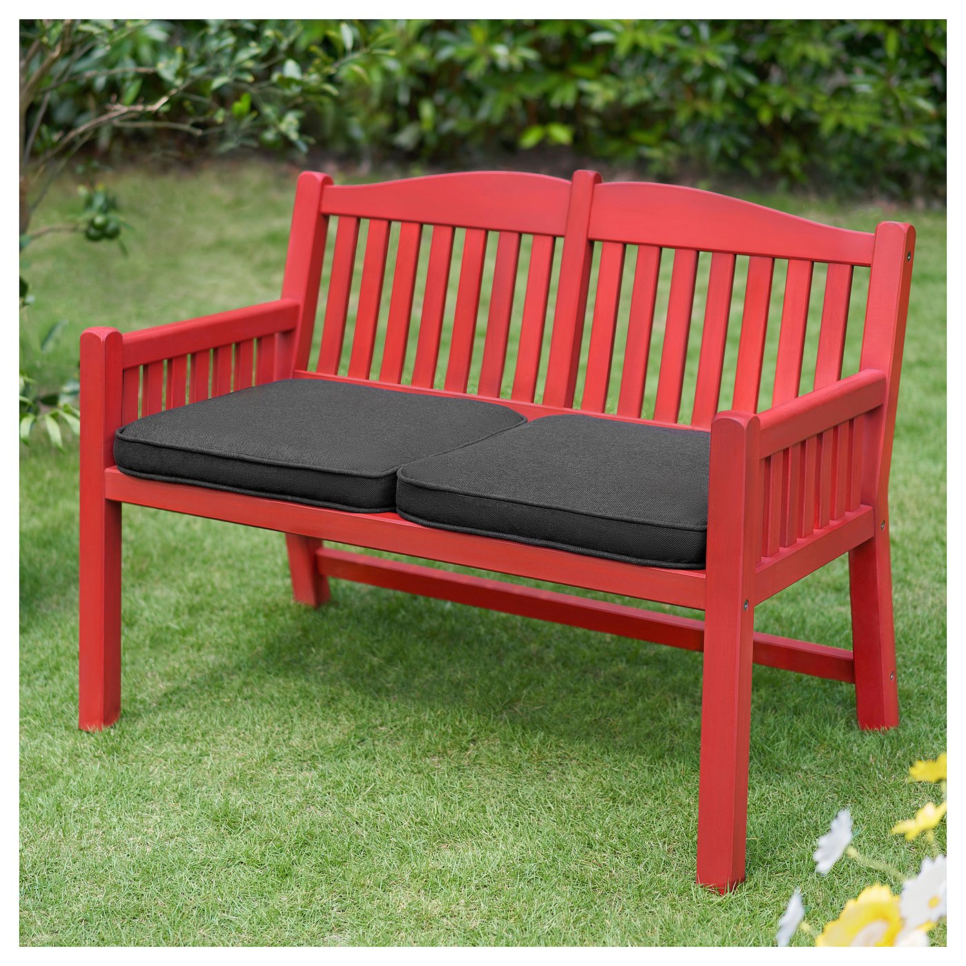 PÄRONHOLMEN bench with backrest, outdoor, red/Järpön/Duvholmen