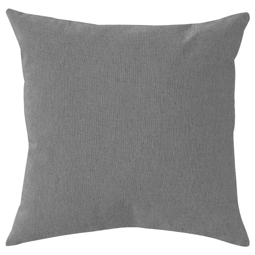 Grey square recycled cotton throw pillow with subtle diamond patterns and textured surface.