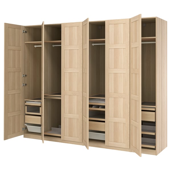 PAX / BERGSBO Wardrobe combination, white stained oak effect/white stained oak effect