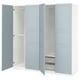 Option: Ikea PAX wardrobe: light blue, rectangular, with open doors revealing shelves and storage.