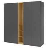 PAX / FORSAND Wardrobe combination, dark grey dark grey/oak effect, 235x60x236 cm