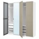 Option: PAX wardrobe: white & beige, modern design, open doors reveal shelves & drawers, mirrored & solid doors, with organized compartments.