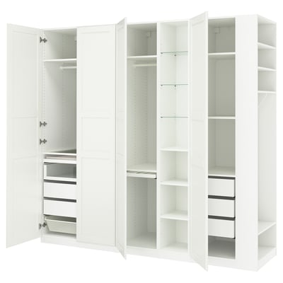 PAX / TYSSEDAL Wardrobe combination, white white/white, 255x60x236 cm