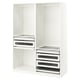 White PAX wardrobe with shelves and drawers, modern design.