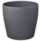Option: Dark gray round PERSILLADE planter, smooth texture, earthenware with pigmented powder coating.