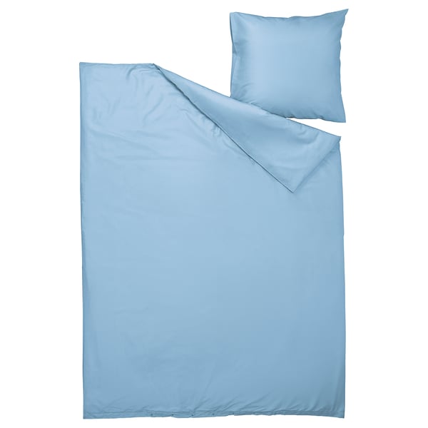 PILTANDVINGE Duvet cover and pillowcase, light blue, 140x200/80x80 cm