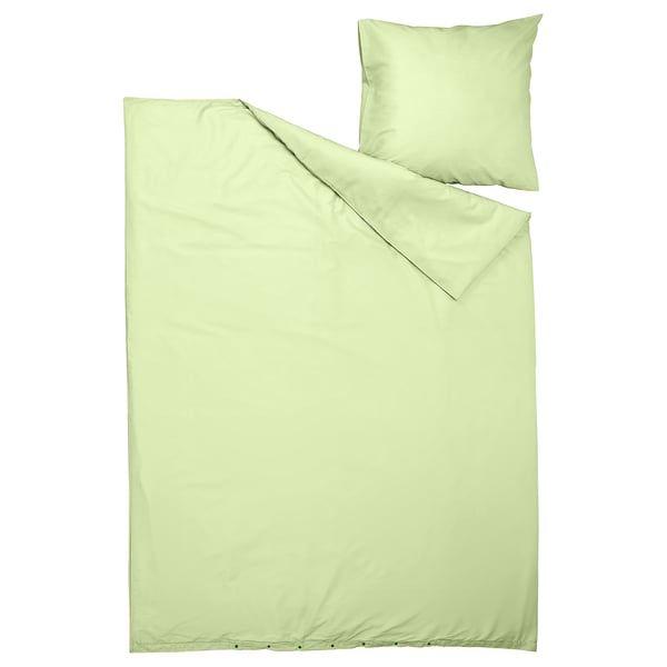 Pillowcase & duvet set in green, recycled polyester & viscose.