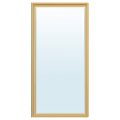 PINGSTSYREN mirror, gold, rectangular, pine frame, wall decor.