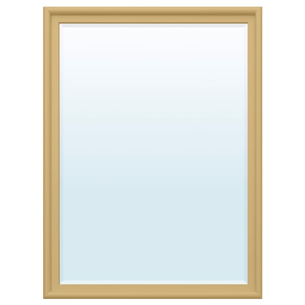 PINGSTSYREN frame mirror in natural pinewood; simple, rectangular design.