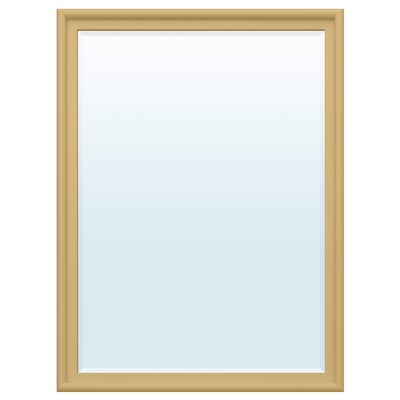 PINGSTSYREN frame mirror in natural pinewood; simple, rectangular design.