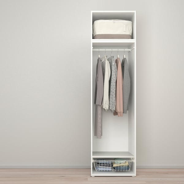 PLATSA wardrobe: clothes, blanket, jackets, basket.