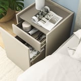 PLÖJKER Bedside table, grey-beige, 41x41x50 cm
