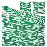 PORTLAKMÅLLA green striped bedding set, wavy lines, 4-pc, cotton-viscose.