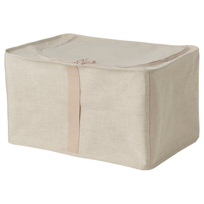 PURRPINGLA Storage case, textile/beige, 34x51x28 cm