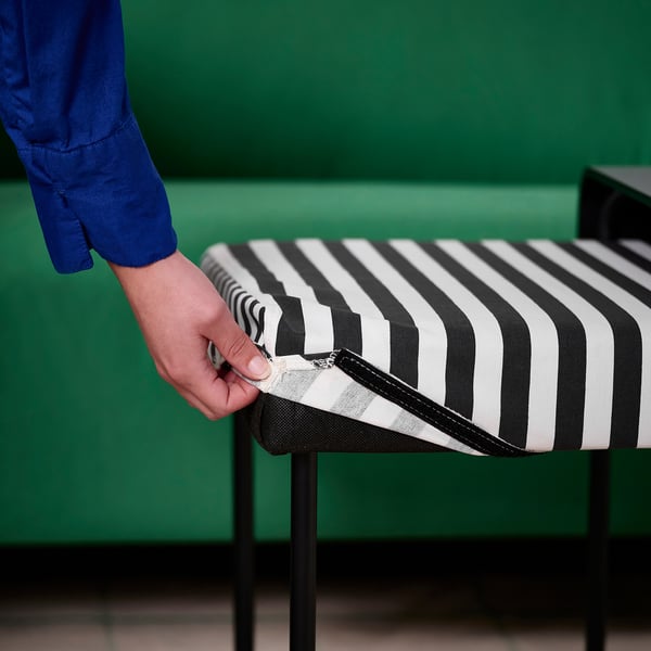 RÄVSAL Side table with bench, Gruddbo black/white