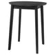 A black RÄVSTEN round counter-height table with sleek legs and a simple design, made from rubberwood for stability.