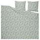 RODGERSIA Duvet cover and 2 pillowcases, green/white, 240x220/80x80 cm