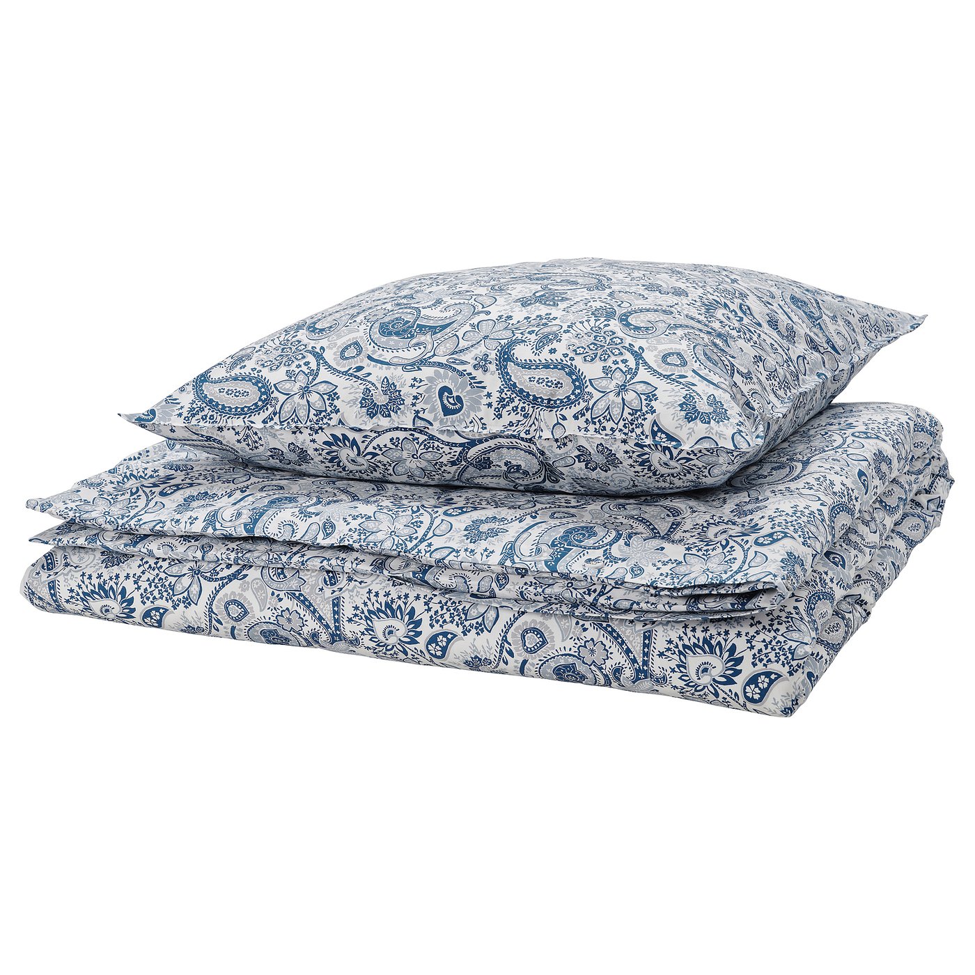 RODGERSIA blue paisley bedding set, featuring intricate floral designs on lightweight, breathable fabric.