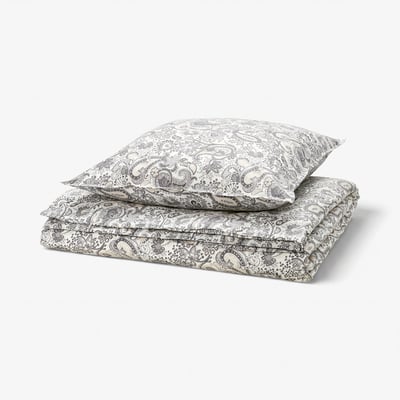 RODGERSIA Duvet cover and pillowcase, grey/white, 140x200/80x80 cm