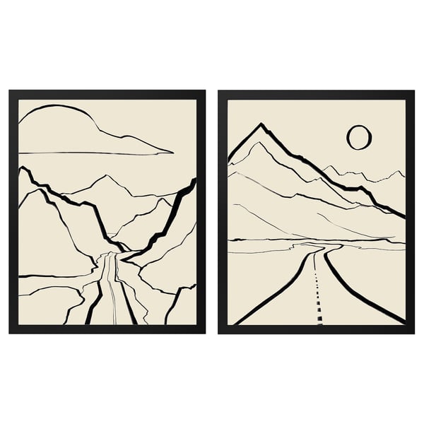 RÖDALM Frame with poster, linear landscapes, 40x50 cm