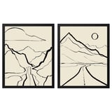 RÖDALM Frame with poster, linear landscapes, 40x50 cm