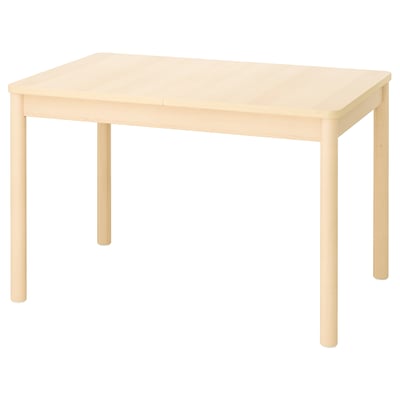RÖNNINGE light wood dining table, rectangular shape, sleek design.