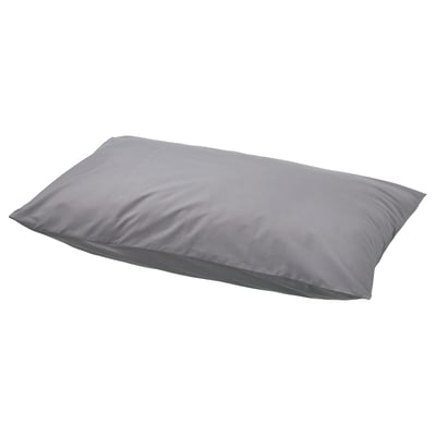 Gray RÖNNVECKMAL pillowcase, rectangular, smooth cotton percale.