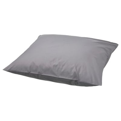 Gray RÖNNVECKMAL cotton pillowcase with zipper.