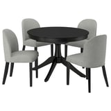 ROSENTORP / ROSENTORP Table and 4 chairs, black/Tibbleby beige-grey black, 110/155 cm