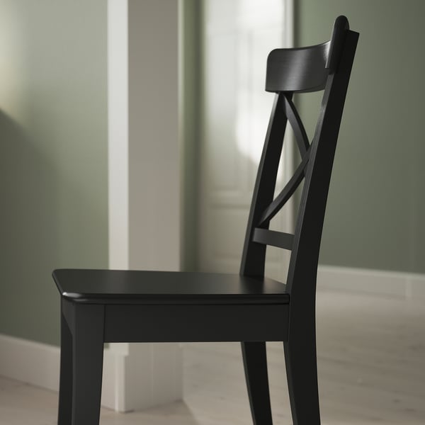 ROSENTORP / ROSENTORP Table and 6 chairs, black/black, 160/215x110 cm