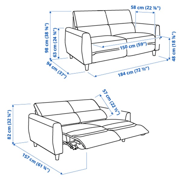 RULLERUM 2-seat sofa with electric recliner, Tornarp dark grey-brown