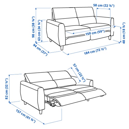 RULLERUM 2-seat sofa with electric recliner, Tornarp dark grey-brown