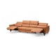 RULLERUM electric reclining sofa in tan leather with high back and lumbar support for comfort.